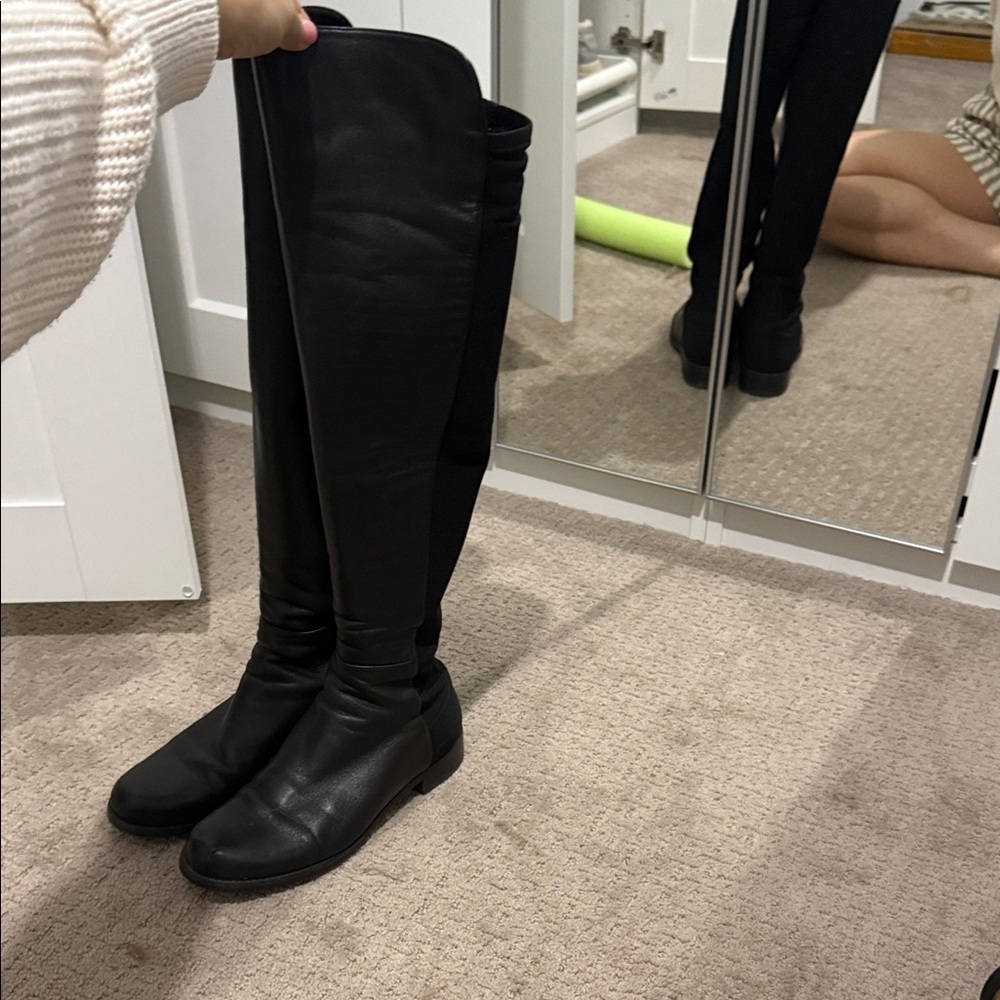 Stuart Weitzman Black Knee-High 50/50 Boots